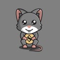 Cute rat hold coin (money)