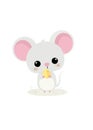 Cute rat mouse hold cheese illustration.