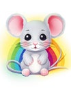 Cute rat pups illustration bundle design. Colorful rat pups sitting bundle design on white background. Cute rat collection with