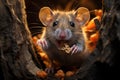 Cute rat snacking in warm light Royalty Free Stock Photo