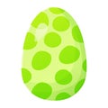 Cute realistic Easter egg painted with green handmade polka dot pattern. Can be used as easter hunt element for web