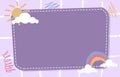 Cute Rectangle Note Frame Background Sun Rainbow Cloud Royalty Free Stock Photo