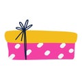 Cute rectangular gift box illustration with ribbon for birthday, Christmas Royalty Free Stock Photo