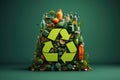 Cute Recycle Character. Global Sustainability concept. Generative AI