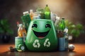 Cute Recycle Character. Global Sustainability concept. Generative AI