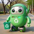 Cute Recycle Character. Global Sustainability concept. Generative AI