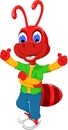 Cute red ant cartoon thumb up Royalty Free Stock Photo