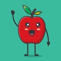 Cute red apple smile isolated cartoon vector illustration in flat style Royalty Free Stock Photo