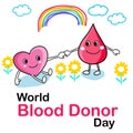 Cute world blood donor day card hand drawn cartoon vector Royalty Free Stock Photo