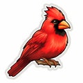 Cute Red Cardinal Cartoon Sticker - Vibrant Color Gradients, Bold Outlines