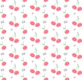 Cute red cherry Seamless Pattern Repeat Tileable Background Texture Wallpaper Fabric Wrapping Paper isolated on white background