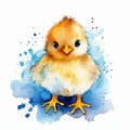Cute Little Chick Watercolor Clipart Illustration
