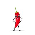 Cute red chilli pepper character cartoon mascot vegetable healthy food concept isolated Royalty Free Stock Photo