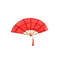 Cute Red Chinese Chan Traditional Fan Made With Watercolor Royalty Free Stock Photo