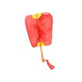 Cute Red Chinese Chan Traditional Fan Unique Shaped Made With Watercolor Royalty Free Stock Photo