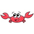 Cute red crab doodle kawaii. doodle icon image