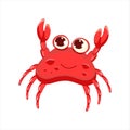 Cute red crab on a white background. Vector illustration in cartoon style for children. Royalty Free Stock Photo