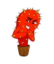 Cute red cunning cactus mascot.
