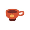 Cute red cup of tea. Vector cartoon Royalty Free Stock Photo