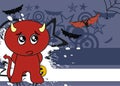 Cute red demon cartoon halloween background1 Royalty Free Stock Photo