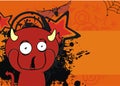 Cute red demon cartoon halloween background3 Royalty Free Stock Photo