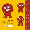 Cute red demon cartoon halloween collection2 Royalty Free Stock Photo