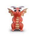 Cute red dragon with shadow. Attribute and totem of new year