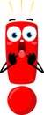 Cute Red Exclamation Mark Cartoon Character With A Panic Expression