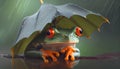 Red eyed frog umbrella Royalty Free Stock Photo