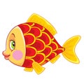 Cute red fish with big eyes, character, cartoon illustration, isolated object on a white background, vector illustration Royalty Free Stock Photo