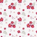 Cute red flower seamless pattern.