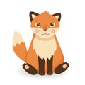 Cute red fox in cartoon style. Cute animals for nursery. Vector flat illustration for children. Royalty Free Stock Photo