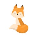 A cute red fox with a fluffy tail is sitting. Vector illustration isolated on white background Royalty Free Stock Photo