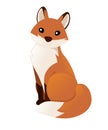 Cute red fox sitting. Cartoon animal character design. Forest animal. Flat vector illustration isolated on white background Royalty Free Stock Photo