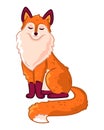 A cute red fox is sitting on a white background. Vector illustration with cute forest animals Royalty Free Stock Photo