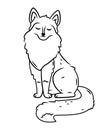 A cute red fox is sitting on a white background. Vector illustration with cute forest animals contour image Royalty Free Stock Photo