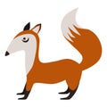 Cute red Fox. Standing Fox. Vector illustration isolated on a white background. Royalty Free Stock Photo