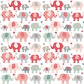 Cute elephants and hearts pattern Royalty Free Stock Photo