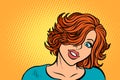 Cute red-haired woman look