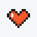 Cute red heart pixel art 8 bit game vector illustration Royalty Free Stock Photo