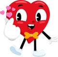 Cute Red Heart Retro Cartoon Character Make Mini Heart Love Sign With Fingers