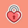 Cute red heart shaped padlock patch sticker vector illustration cartoon design. Royalty Free Stock Photo