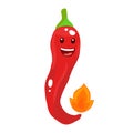 Cute red hot funny pepper vector flat character