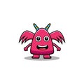 Cute Red Monster Vector Icon Illustration. Monster Mascot Cartoon Character Royalty Free Stock Photo