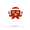 Cute red octopus. Isolated Vector Illustration Royalty Free Stock Photo