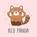 Cute Red Panda cartoon hand drawn style Royalty Free Stock Photo