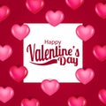 Cute red pink heart shape frame for greeting card valentine`s day template