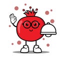 Cute red pomegranate cartoon mascot character