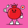 Cute red pomegranete cartoon mascot character