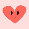 Cute red simple cartoon heart, smiling and romantic emotion Royalty Free Stock Photo